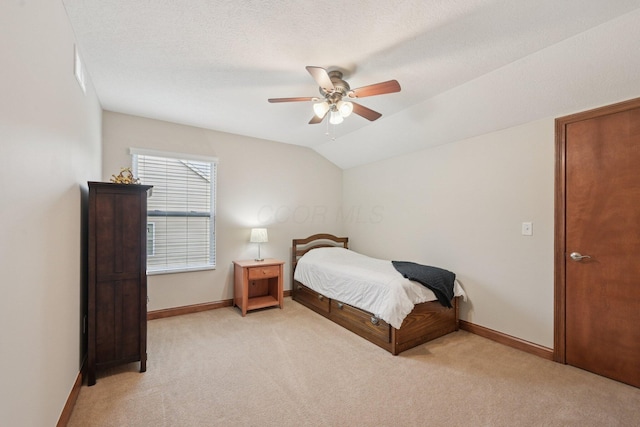 13946 Bainwick Dr NW, Pickerington, OH 43147 - bedroom with light carpet, lofted ceiling, and ceiling fan
