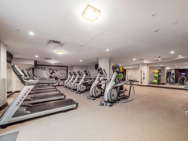 51 N High St Unit 804, Columbus, OH 43215 - exercise room with recessed lighting and carpet flooring