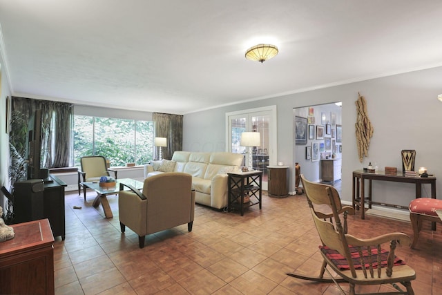 285 E Broad St, Pataskala, OH 43062 - living room with ornamental molding and light tile patterned floors