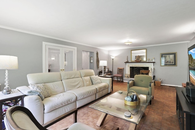 285 E Broad St, Pataskala, OH 43062 - living area with crown molding and a fireplace