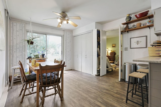 285 E Broad St, Pataskala, OH 43062 - dining area featuring ceiling fan and dark wood finished floors