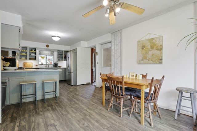 285 E Broad St, Pataskala, OH 43062 - dining area featuring dark wood-style floors and a ceiling fan
