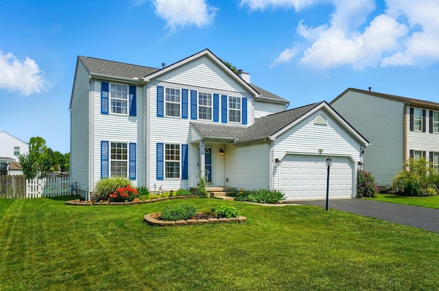 8578 Bivouac Pl, Galloway, OH 43119 - view of front facade featuring asphalt driveway, a chimney, and an attached garage