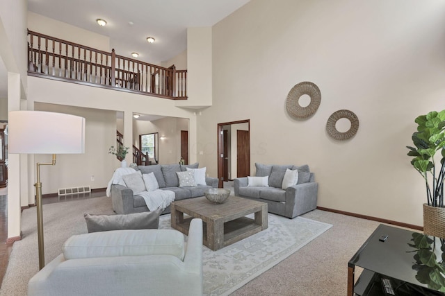 101 Stirling Way, Etna, OH 43062 - living room featuring carpet floors and high vaulted ceiling