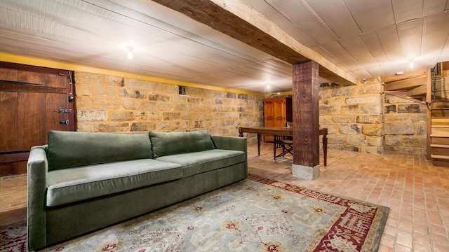 24000 State Route 180, Rockbridge, OH 43149 - living room featuring brick floors