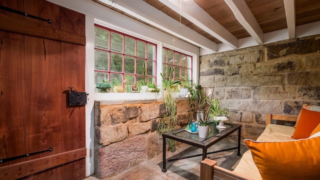 24000 State Route 180, Rockbridge, OH 43149 - sitting room with a wood ceiling with exposed beams