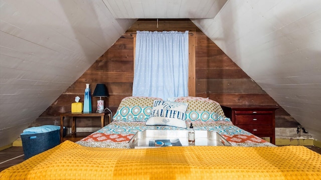 24000 State Route 180, Rockbridge, OH 43149 - bedroom with wood walls and lofted ceiling