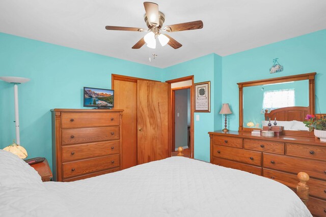 568 Swackhammer Rd, Circleville, OH 43113 - bedroom featuring a closet and ceiling fan