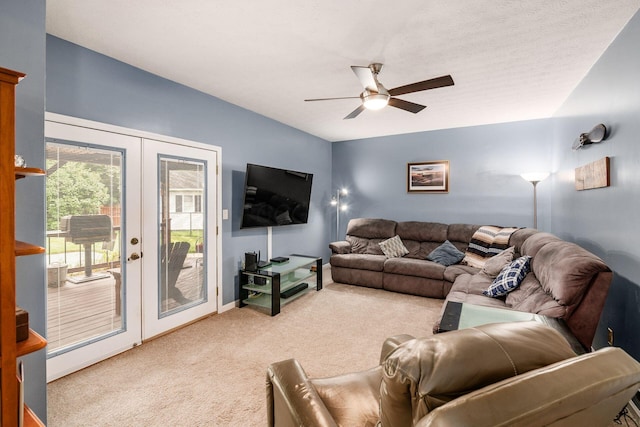 4051 Tamarack Ave, Grove City, OH 43123 - living area with french doors, carpet flooring, and a ceiling fan