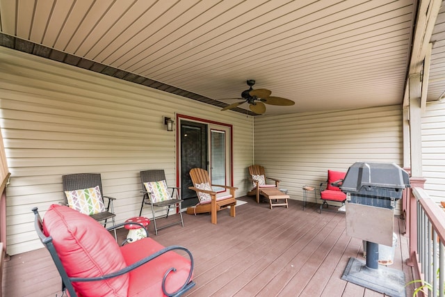 4051 Tamarack Ave, Grove City, OH 43123 - wooden deck featuring a ceiling fan and grilling area