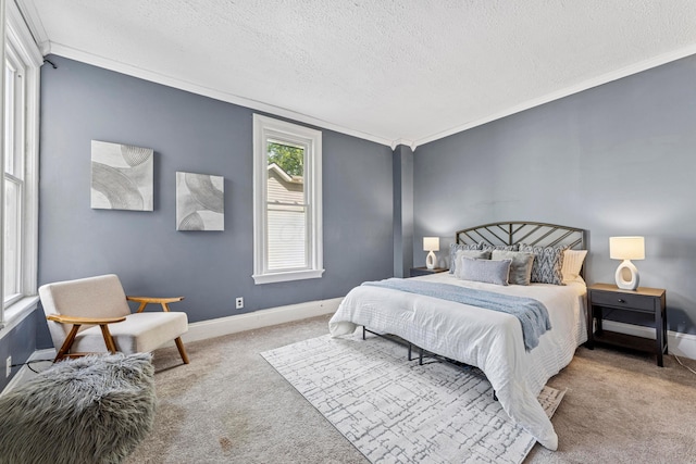 264 W High St, Mount Gilead, OH 43338 - bedroom featuring carpet, a textured ceiling, and crown molding