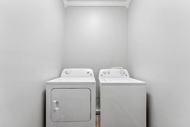 264 W High St, Mount Gilead, OH 43338 - laundry area with crown molding and independent washer and dryer