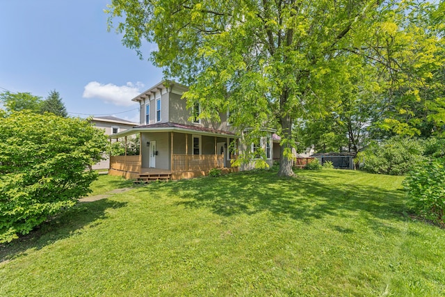 264 W High St, Mount Gilead, OH 43338 - view of green lawn with a deck