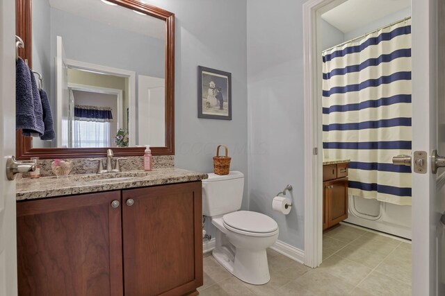 5685 Slater Rdg, Hilliard, OH 43026 - bathroom with vanity, tile patterned flooring, and a shower with curtain