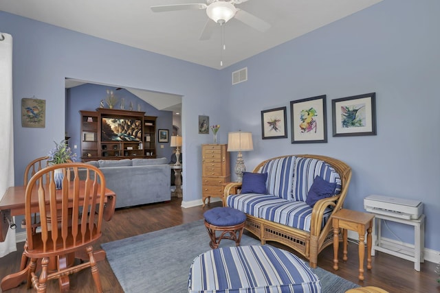 5685 Slater Rdg, Hilliard, OH 43026 - living area featuring ceiling fan and wood finished floors