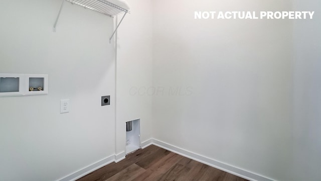 183 Badger Pass, Newark, OH 43055 - laundry room featuring electric dryer hookup, hookup for a washing machine, and dark wood finished floors