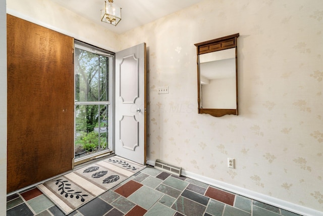 893 Singing Hills Ln, Columbus, OH 43235 - entryway with wallpapered walls