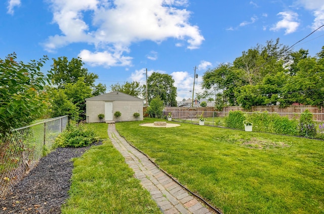 573 E Mithoff St, Columbus, OH 43206 - fenced backyard with a fire pit