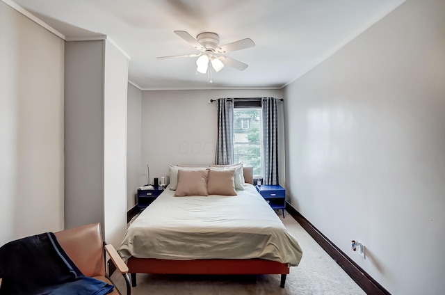 573 E Mithoff St, Columbus, OH 43206 - bedroom featuring carpet, ceiling fan, and crown molding