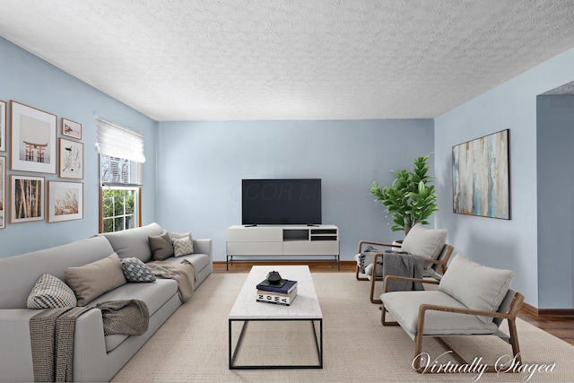 5722 Silver Spurs Ln, Galloway, OH 43119 - living area featuring wood finished floors and a textured ceiling