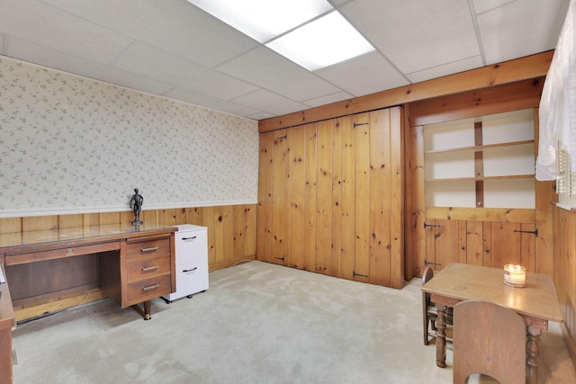 2083 Welsh Hills Rd, Granville, OH 43023 - carpeted office with wallpapered walls, wood walls, and wainscoting