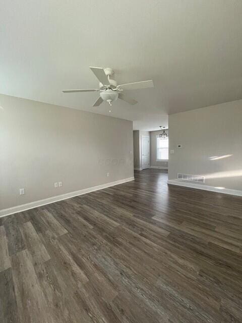 332 Bottecchia Blvd, Johnstown, OH 43031 - empty room with dark wood finished floors and a ceiling fan