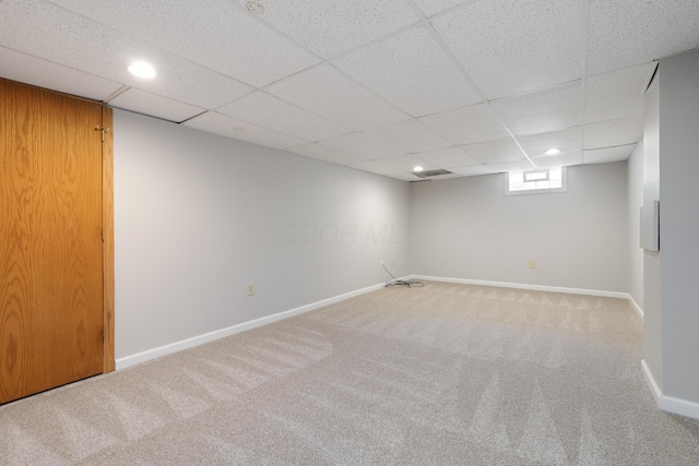 2268 Worthingwoods Blvd, Powell, OH 43065 - below grade area with carpet flooring, a paneled ceiling, and recessed lighting