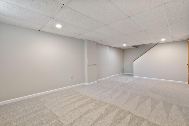 2268 Worthingwoods Blvd, Powell, OH 43065 - finished below grade area with carpet floors, recessed lighting, and a paneled ceiling