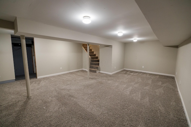 1840 N Columbus St, Lancaster, OH 43130 - finished below grade area with carpet flooring and stairs