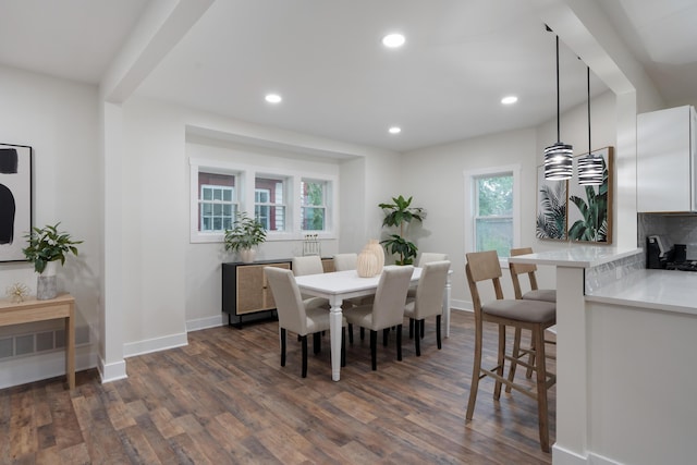 1591 Franklin Ave, Columbus, OH 43205 - dining space with dark wood finished floors and recessed lighting