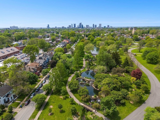 1591 Franklin Ave, Columbus, OH 43205 - aerial view of property's location featuring city skyline and a nearby body of water