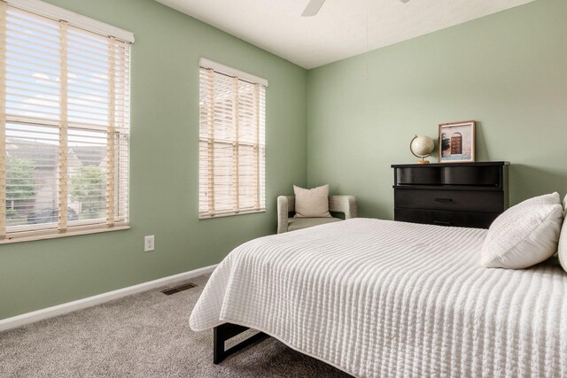 3381 Fishinger Mill Dr, Hilliard, OH 43026 - carpeted bedroom featuring multiple windows and ceiling fan