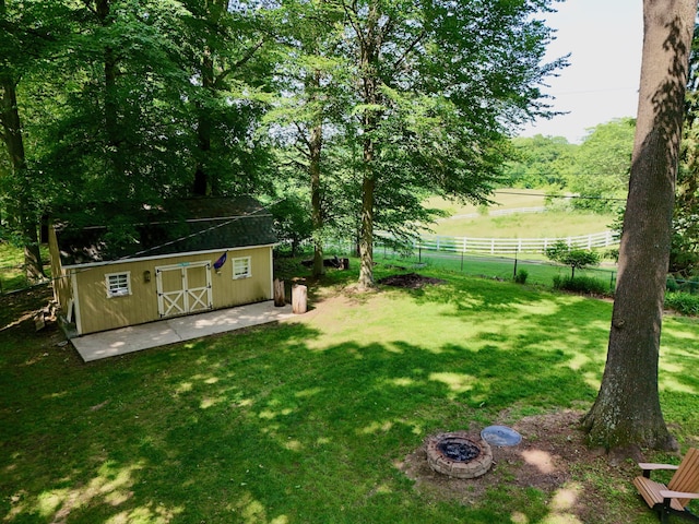 120 Hickory Ln, Lancaster, OH 43130 - view of yard with an outbuilding and an outdoor fire pit