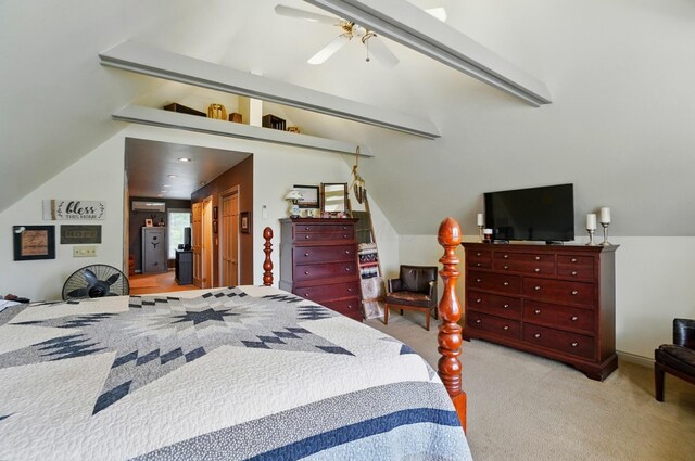 8384 Morris Rd, Hilliard, OH 43026 - carpeted bedroom featuring lofted ceiling and a ceiling fan