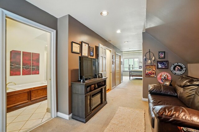 8384 Morris Rd, Hilliard, OH 43026 - living room featuring light carpet and recessed lighting