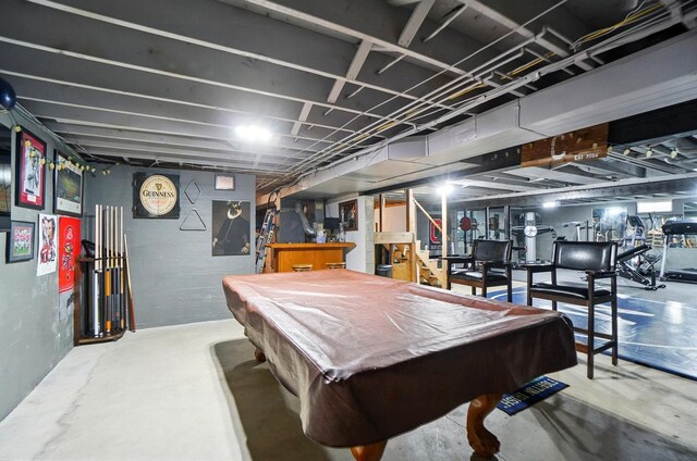 8384 Morris Rd, Hilliard, OH 43026 - rec room with concrete floors and pool table
