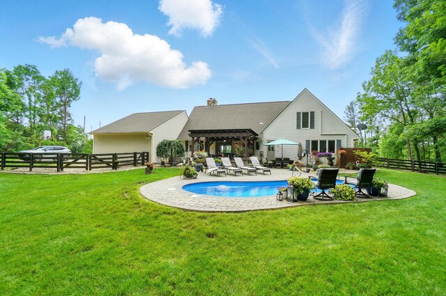 8384 Morris Rd, Hilliard, OH 43026 - view of swimming pool featuring a pergola, a fenced backyard, and a patio area