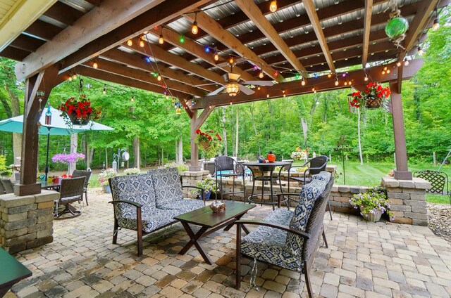 8384 Morris Rd, Hilliard, OH 43026 - view of patio / terrace with outdoor dining space and ceiling fan