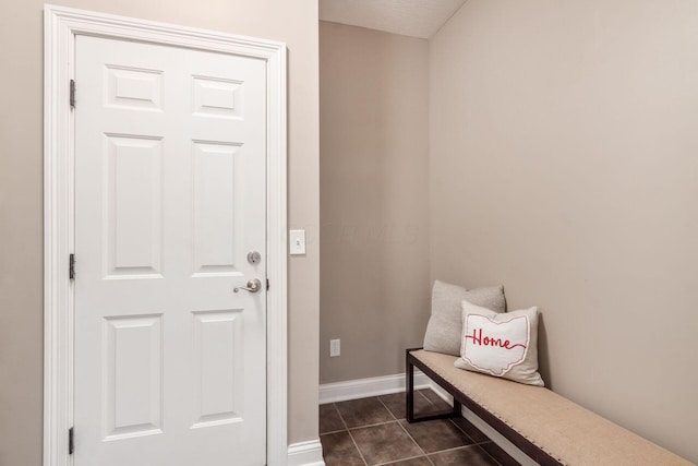 2467 Roe Dr, Lewis Center, OH 43035 - mudroom featuring dark tile patterned flooring and baseboards