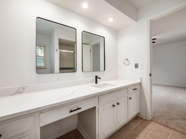 6509 Evening St, Worthington, OH 43085 - full bathroom featuring vanity, tile patterned floors, and an enclosed shower