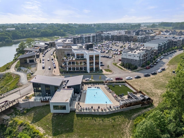 1608 Arlington Ave, Marble Cliff, OH 43212 - drone / aerial view of a pool and a nearby body of water