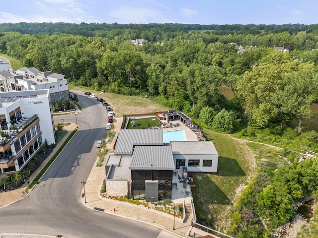 1608 Arlington Ave, Marble Cliff, OH 43212 - drone / aerial view of a forest and a pool area