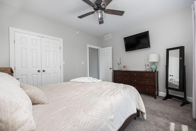 1526 Crosley Rd, Granville, OH 43023 - bedroom with a closet, carpet, and ceiling fan
