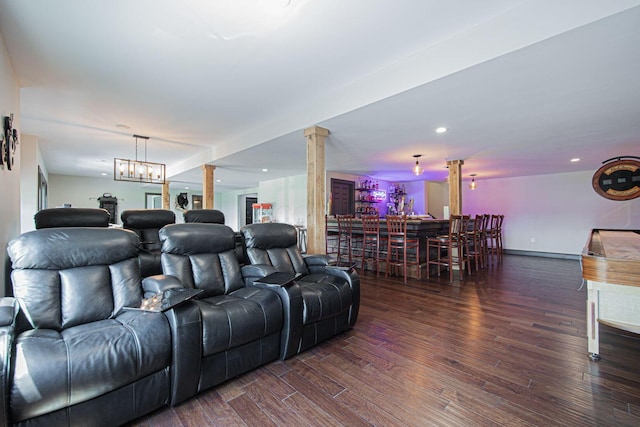 1526 Crosley Rd, Granville, OH 43023 - cinema featuring ornate columns, wood finished floors, and recessed lighting