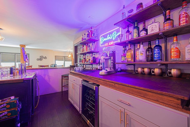 1526 Crosley Rd, Granville, OH 43023 - indoor dry bar featuring wine cooler and dark wood-style floors