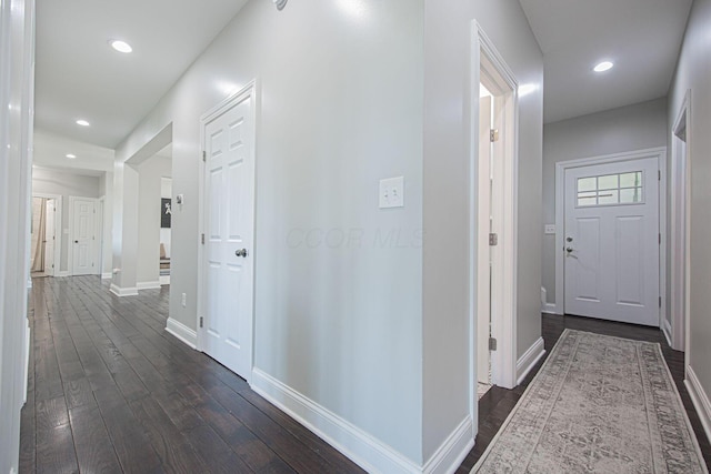 1526 Crosley Rd, Granville, OH 43023 - hall featuring dark wood finished floors and recessed lighting