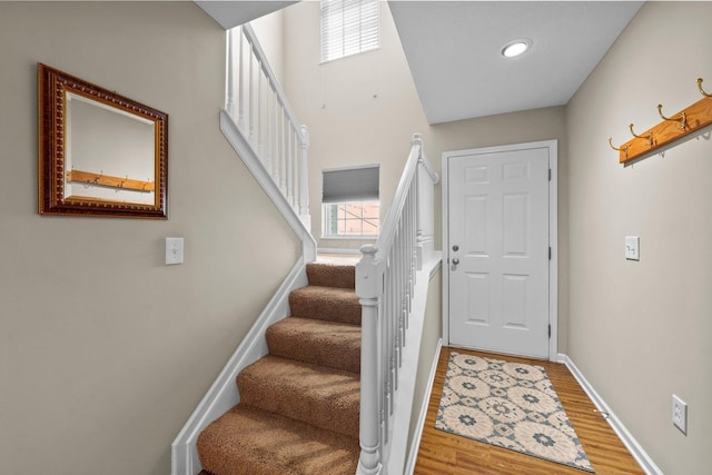 8438 Diversey Loop Unit 504, Blacklick, OH 43004 - foyer with stairs, light wood-style floors, and recessed lighting