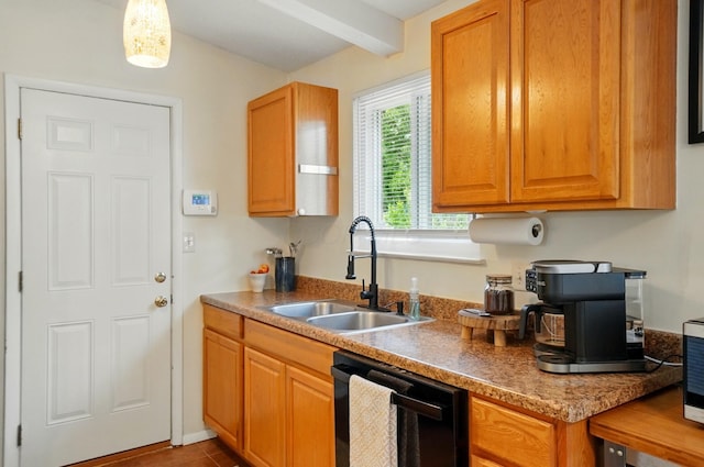 4860 Downing Dr, Columbus, OH 43232 - kitchen with black dishwasher and brown cabinetry