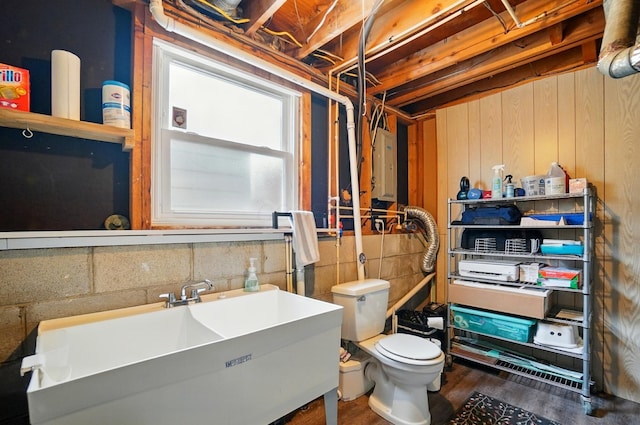 4860 Downing Dr, Columbus, OH 43232 - bathroom featuring wood finished floors and electric panel