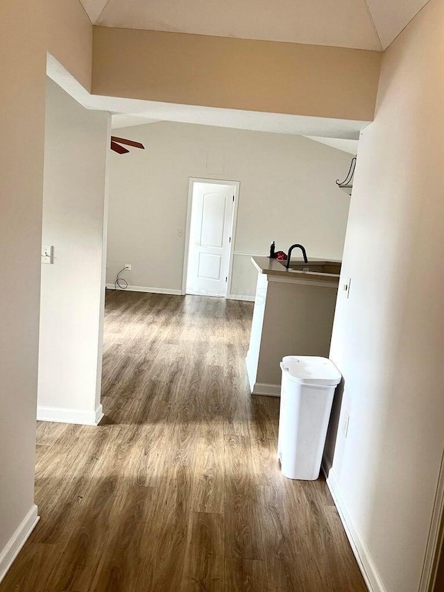 8061 Cranes Crossing Dr, Lewis Center, OH 43035 - hallway with wood finished floors and vaulted ceiling
